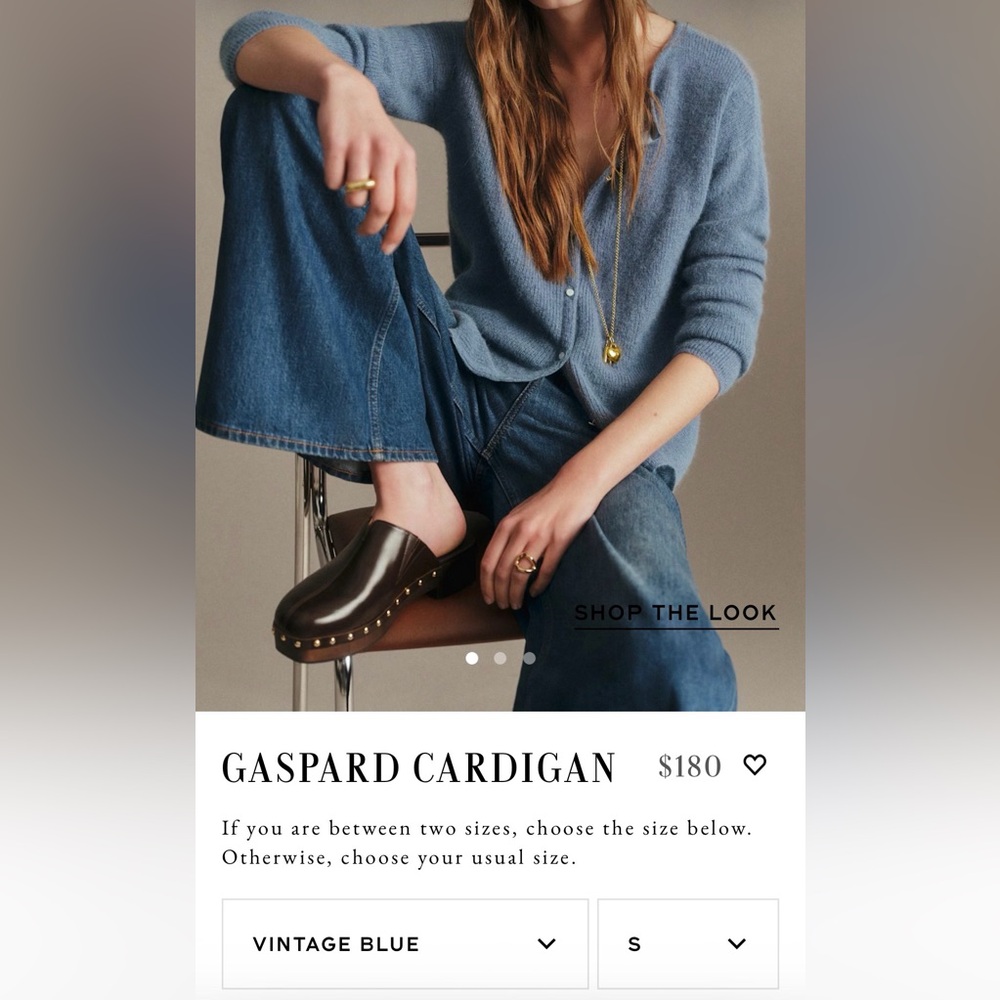 Sezane Gaspard Cardigan in Vintage Blue size S